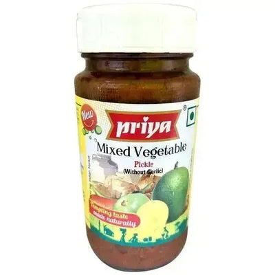 Priya Mixed Vegetable Pickle Without Garlic - 300g - BBD Nov 25-Global Food Hub