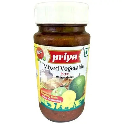 Priya Mixed Vegetable Pickle Without Garlic-300 grams-Global Food Hub