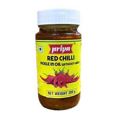 Priya Red Chilli Pickle (Without Garlic) - 300g-Global Food Hub