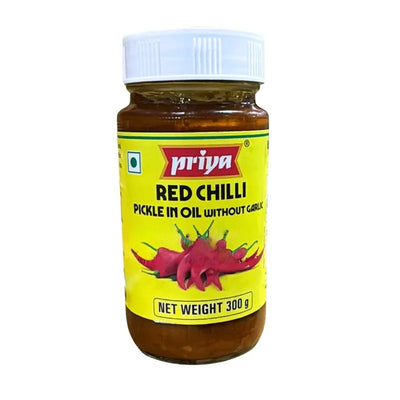 Priya Red Chilli Pickle (Without Garlic) - 300g-Global Food Hub