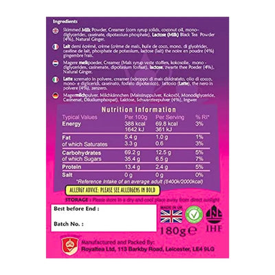 ROYAL CHAI Ginger Instant Masala Indian Tea - Unsweetened - 180g-Global Food Hub