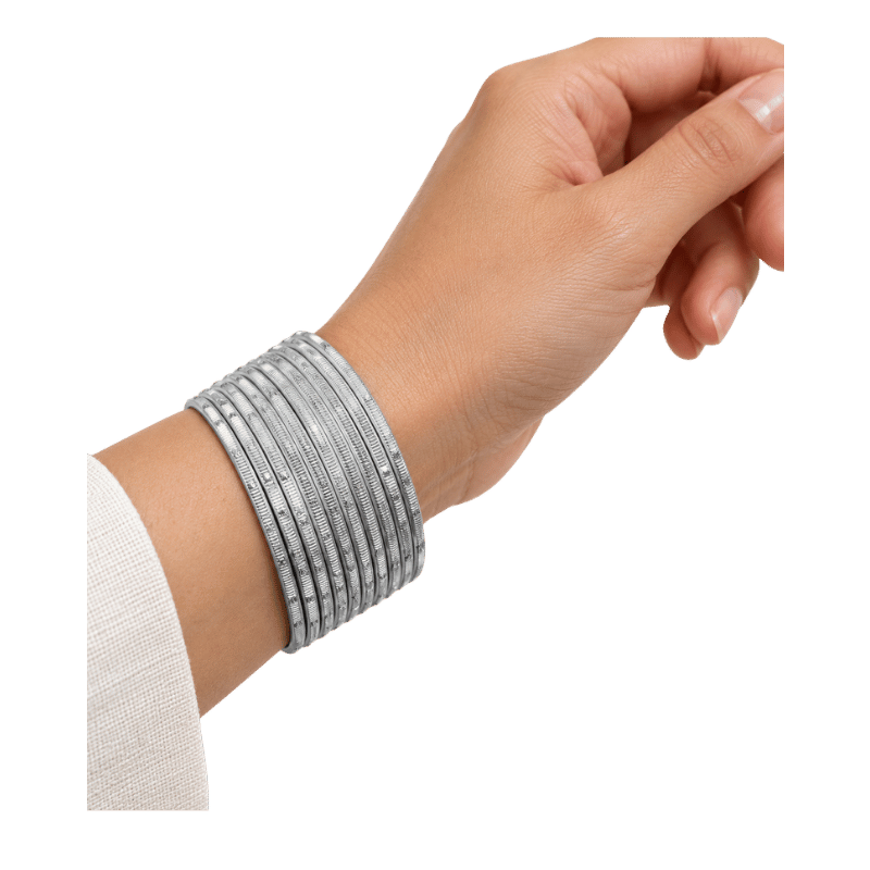 Revency Adults Bangles Set of 24 - Bright Silver - Size 2.6-Global Food Hub