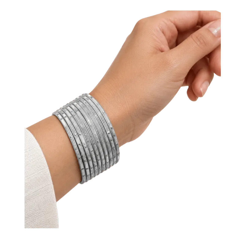 Revency Adults Bangles Set of 24 - Bright Silver - Size 2.6-Global Food Hub