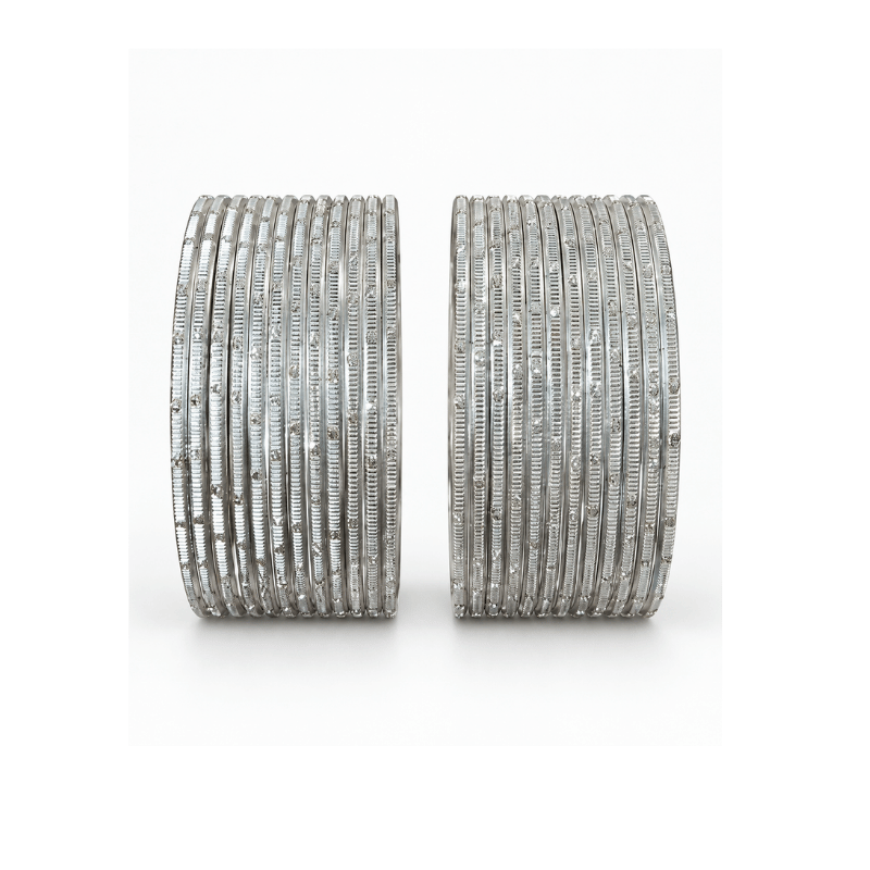 Revency Adults Bangles Set of 24 - Bright Silver - Size 2.6-Global Food Hub