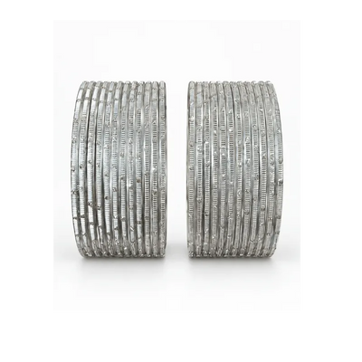 Revency Adults Bangles Set of 24 - Bright Silver - Size 2.6-Global Food Hub