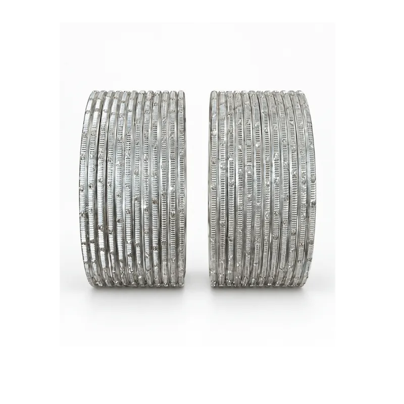 Revency Adults Bangles Set of 24 - Bright Silver - Size 2.8-Global Food Hub