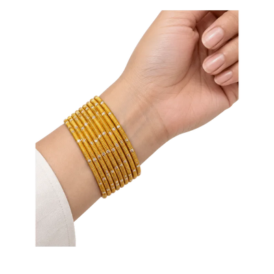 Revency Adults Bangles Set of 24 - Mustard Gold - Size 2.6-Global Food Hub