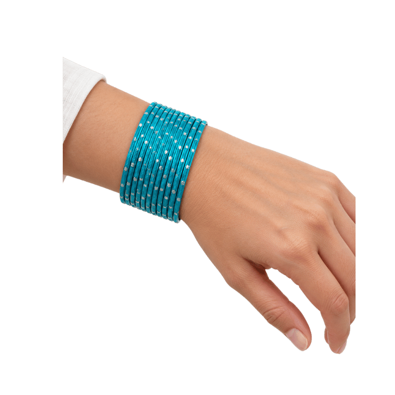 Revency Adults Bangles Set of 24 - Turquoise Blue - Size 2.6-Global Food Hub