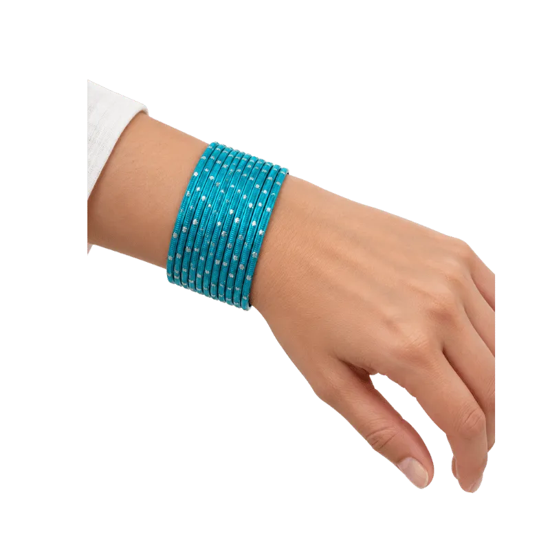 Revency Adults Bangles Set of 24 - Turquoise Blue - Size 2.8-Global Food Hub