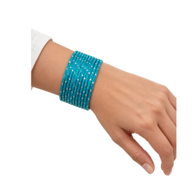 Revency Adults Bangles Set of 24 - Turquoise Blue - Size 2.8-Global Food Hub