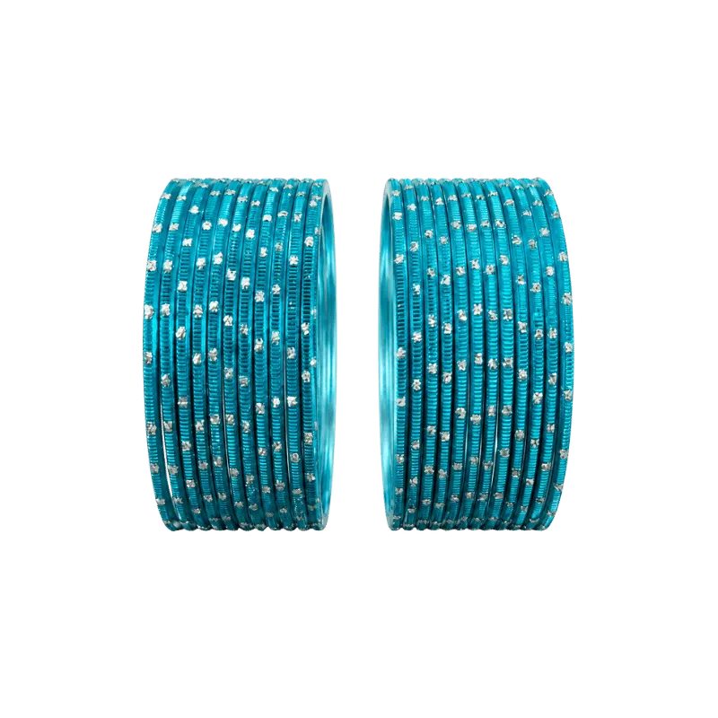 Revency Adults Bangles Set of 24 - Turquoise Blue - Size 2.8-Global Food Hub