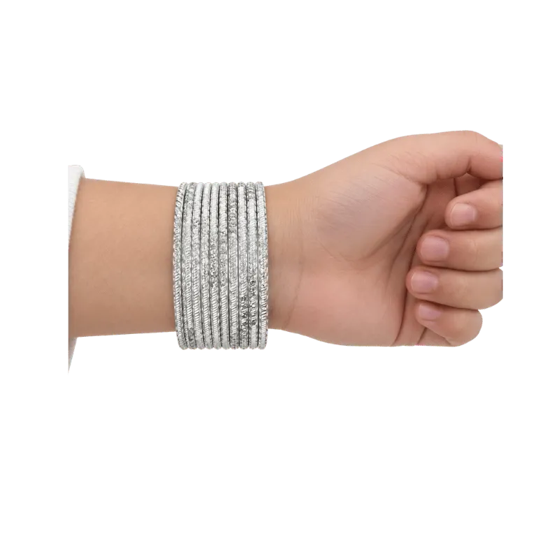 Riya Kids Bangles Set of 24 - Silver - Size 2.2-Global Food Hub
