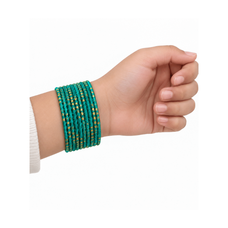 Riya Kids Bangles Set of 24 - Teal Green- Size 1.14-Global Food Hub