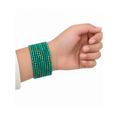 Riya Kids Bangles Set of 24 - Teal Green- Size 1.14-Global Food Hub