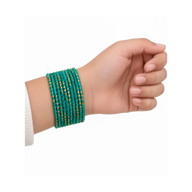 Riya Kids Bangles Set of 24 - Teal Green- Size 2-Global Food Hub