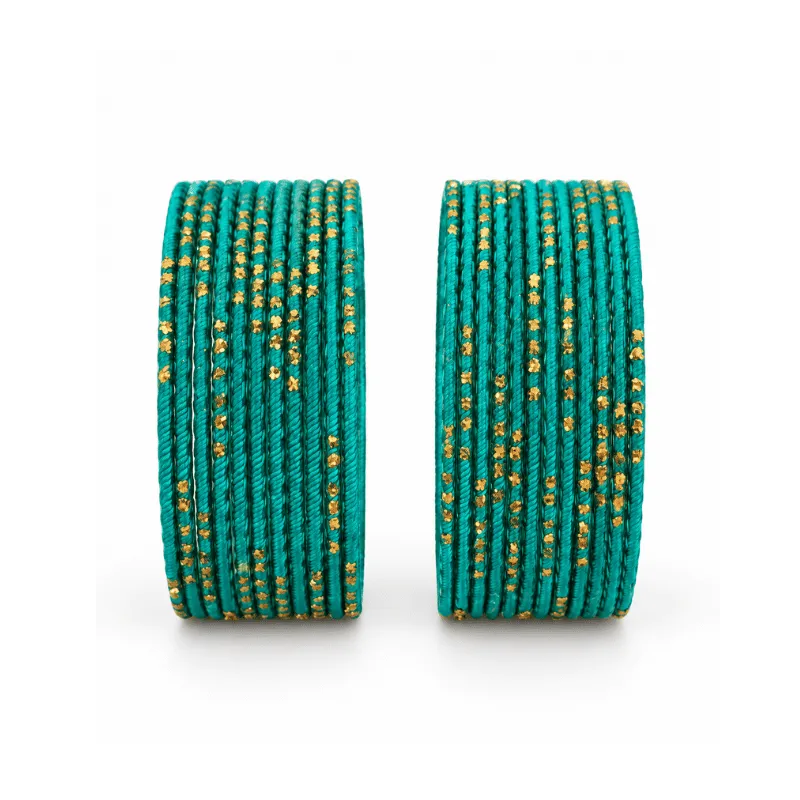 Riya Kids Bangles Set of 24 - Teal Green- Size 2-Global Food Hub