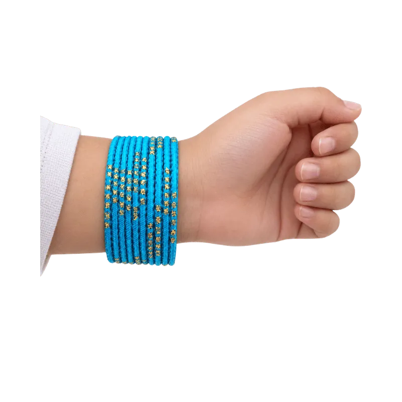 Riya Kids Bangles Set of 24 - Turquoise Blue - Size 1.14-Global Food Hub