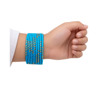 Riya Kids Bangles Set of 24 - Turquoise Blue - Size 2-Global Food Hub