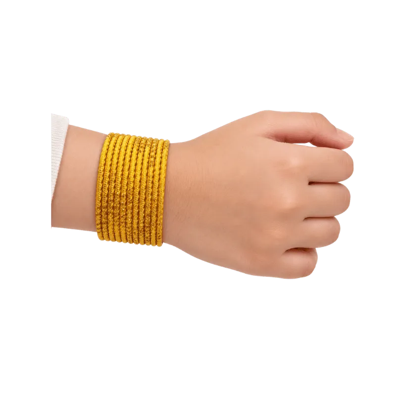 Riya Kids Bangles Set of 24 - Yellow - Size 1.14-Global Food Hub