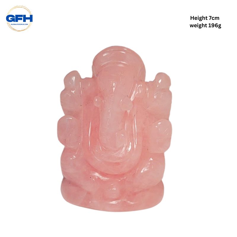 Rose Quartz Stone Ganesha With Certificate-Global Food Hub