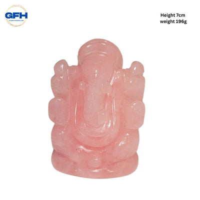 Rose Quartz Stone Ganesha With Certificate-Global Food Hub