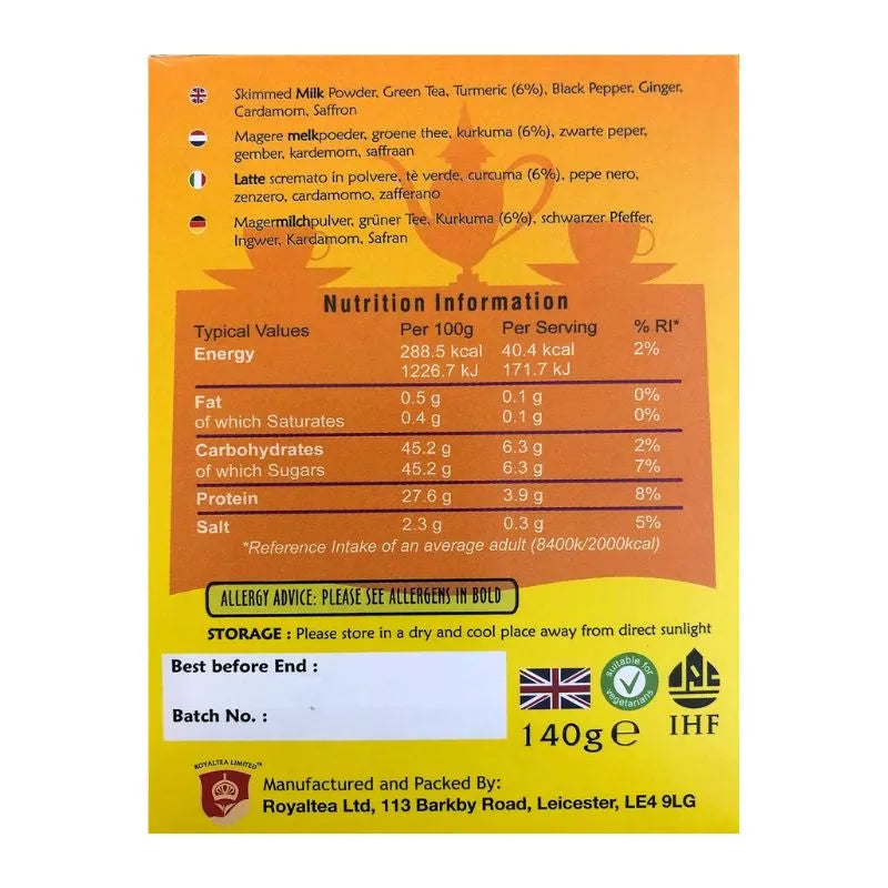 Royal Chai Turmeric Premium Instant Indian Tea - Unsweetend - 140g-Global Food Hub