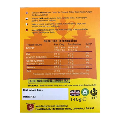 Royal Chai Turmeric Premium Instant Indian Tea - Unsweetend - 140g-Global Food Hub