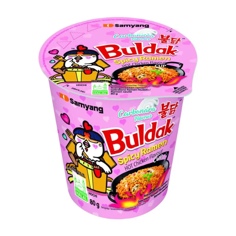 Samyang Buldak CUP Noodles Hot Chicken Spicy Ramen Carbonara - 80g-Global Food Hub
