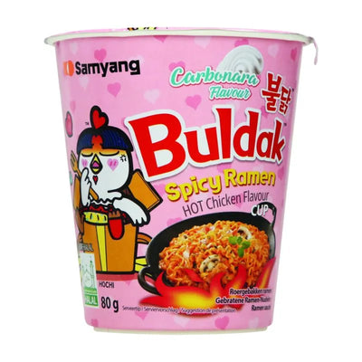 Samyang Buldak CUP Noodles Hot Chicken Spicy Ramen Carbonara - 80g-Global Food Hub
