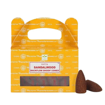 Satya Sandalwood Dhoop Cone - Back Flow- 24 Cones-Global Food Hub