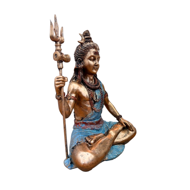 Seated Shiva with Trident - Polyresin Statue-Global Food Hub