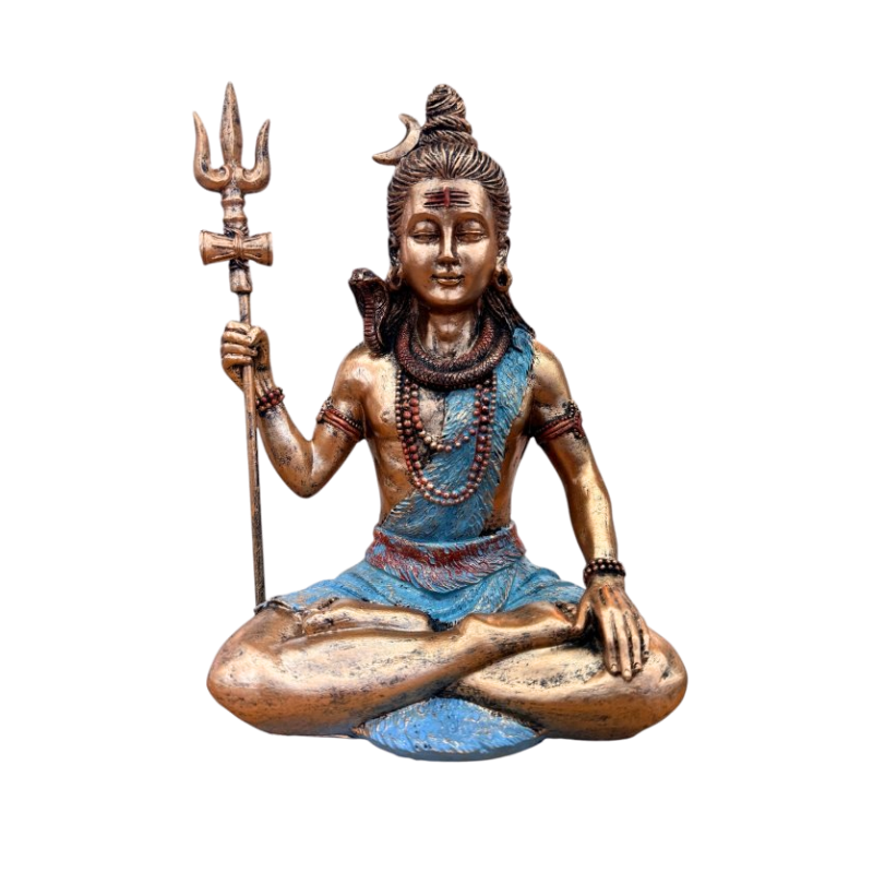 Seated Shiva with Trident - Polyresin Statue-Global Food Hub