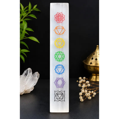 Selenite 7 Chakra Healing & Crystal Charging Stick – Rectangular-Global Food Hub