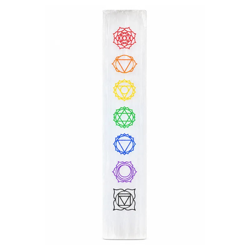 Selenite 7 Chakra Healing & Crystal Charging Stick – Rectangular-Global Food Hub