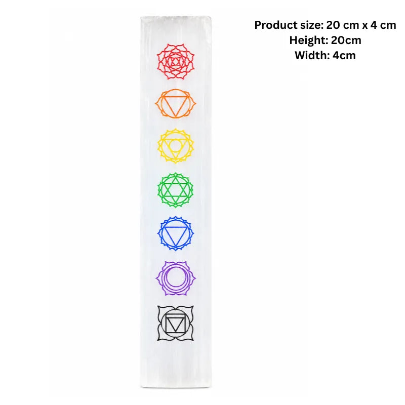 Selenite 7 Chakra Healing & Crystal Charging Stick – Rectangular-Global Food Hub