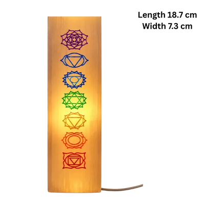 Selenite Engraved Chakra – Obelisk/Point Lamp Small-Global Food Hub