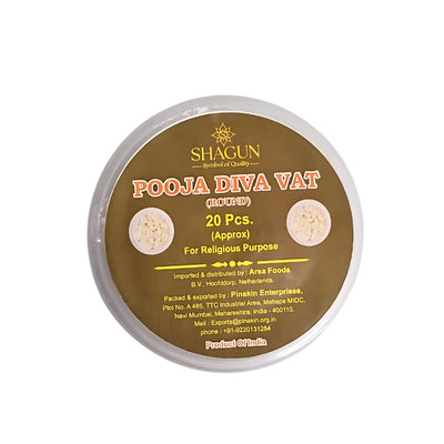 Shagun Pooja Diva Vat Round /Diya Batti - 20pcs-Global Food Hub