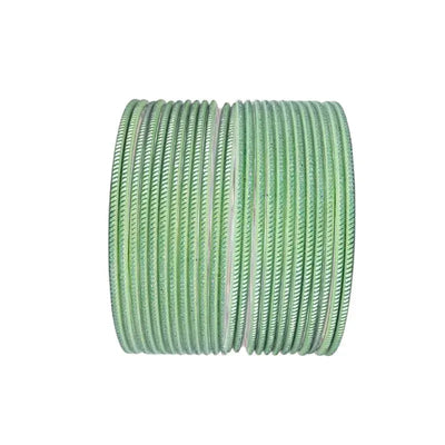 Sharmili Metal Bangles Size 2.10 - Set of 24 - Olive Green-Global Food Hub