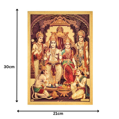 Shree Ram Darbar Gold Foil Poster - 21cm x 30cm-Global Food Hub