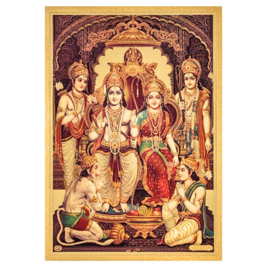 Shree Ram Darbar Gold Foil Poster - 21cm x 30cm-Global Food Hub
