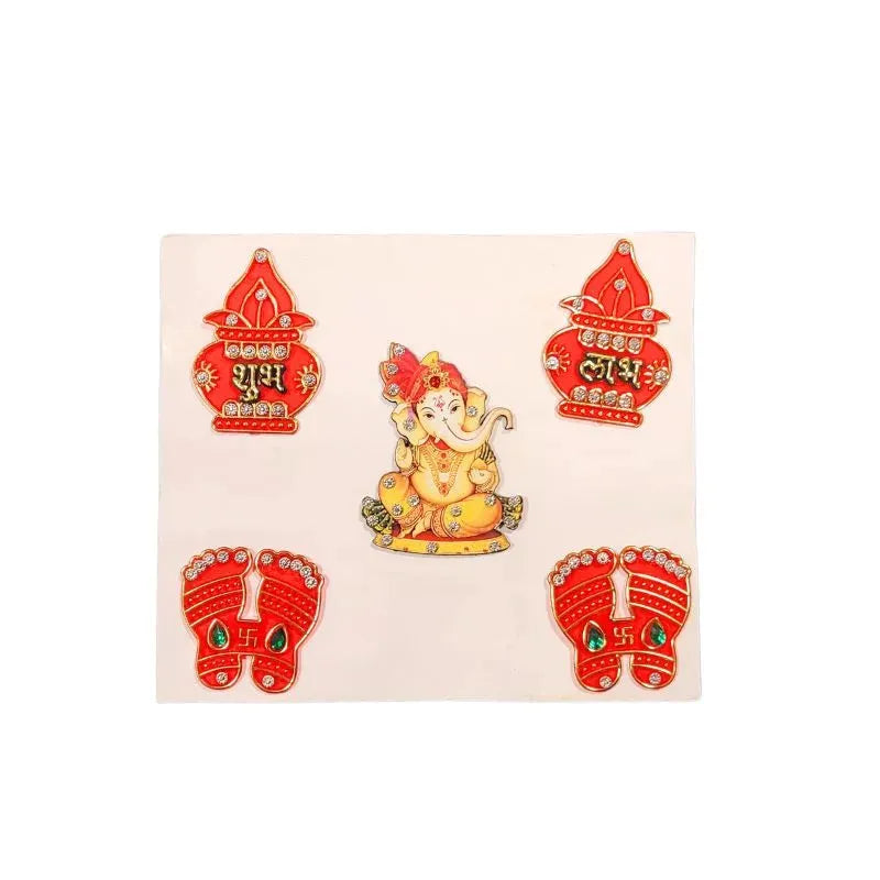 Shubh Labh Sticker with Ganpati and Laxmi Charan-Global Food Hub