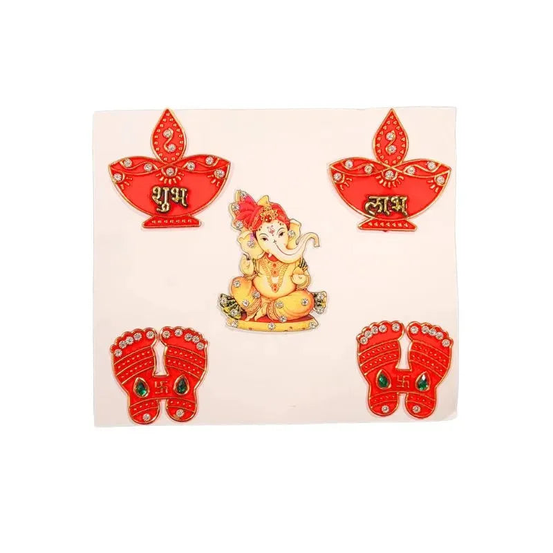 Shubh Labh Sticker with Ganpati and Laxmi Charan-Global Food Hub