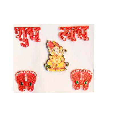 Shubh Labh Sticker with Ganpati and Laxmi Charan-Global Food Hub