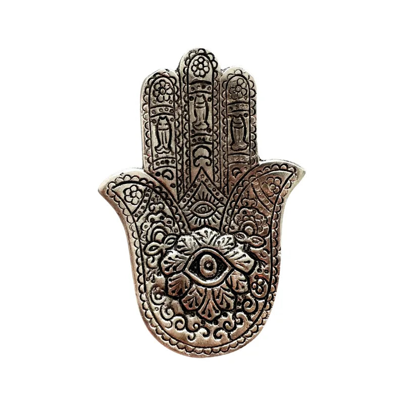 Silver Finish Hand Shaped Metal Incense Stick Holder-Global Food Hub