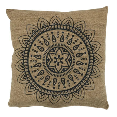 Sizo Handmade Cushion Cotton Mandala Cream Beige 45 x 45cm-Global Food Hub
