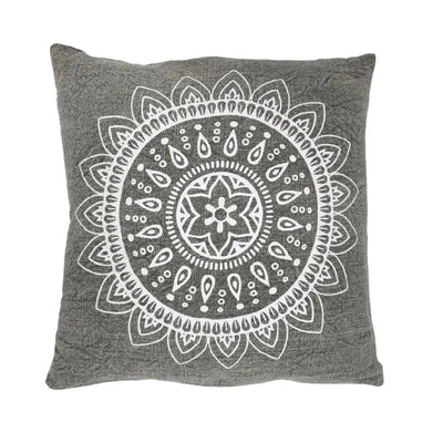 Sizo Handmade Cushion Cotton Mandala Grey 45 x 45cm-Global Food Hub