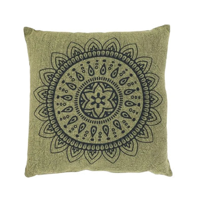 Sizo Handmade Cushion Cotton Mandala Olive 45 x 45cm-Global Food Hub
