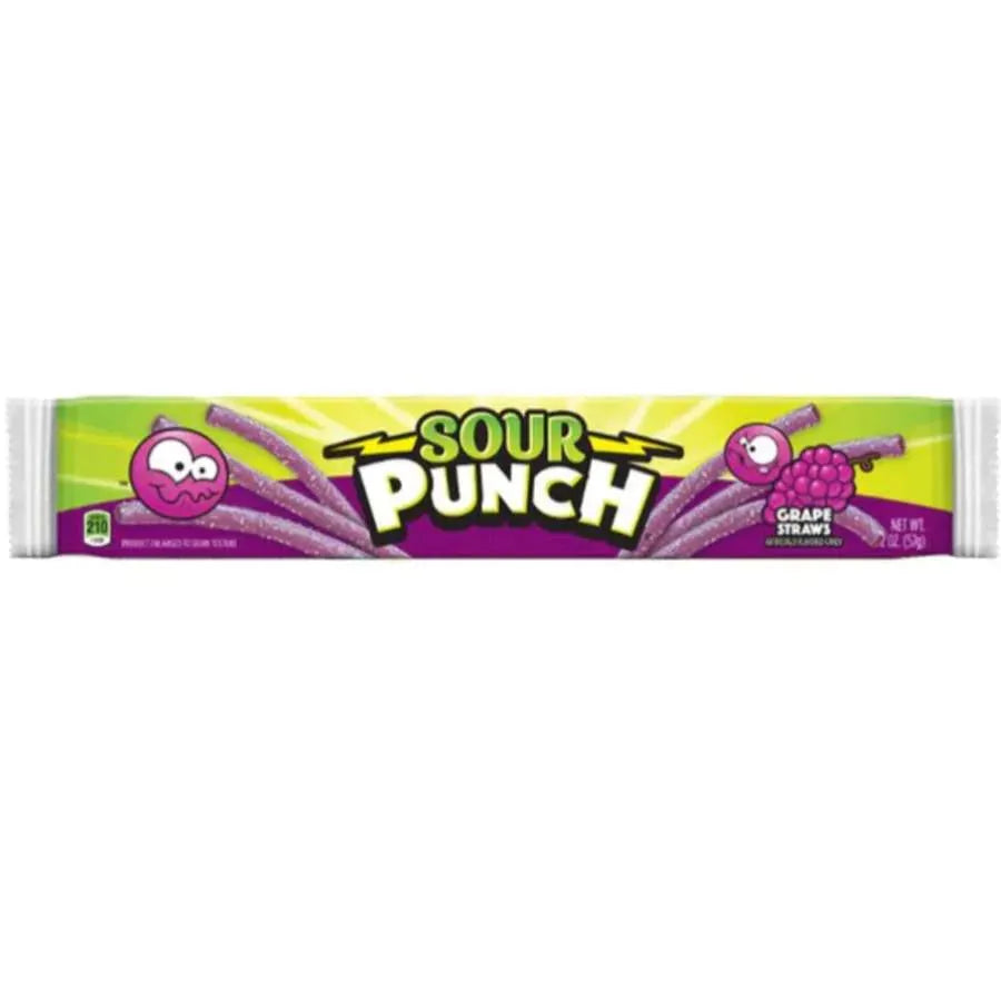 Sour Punch Grape Straws - 57g-Global Food Hub