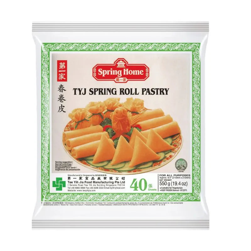 Spring Home Frozen TYJ Spring Roll Sheets 215x215 mm - 550g (40 sheets)-Global Food Hub