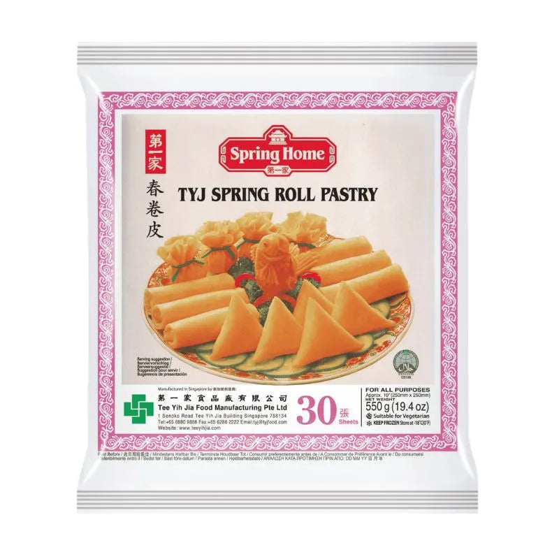 Spring Home Frozen TYJ Spring Roll Sheets 250x250 mm - 550g (30 sheets)-Global Food Hub